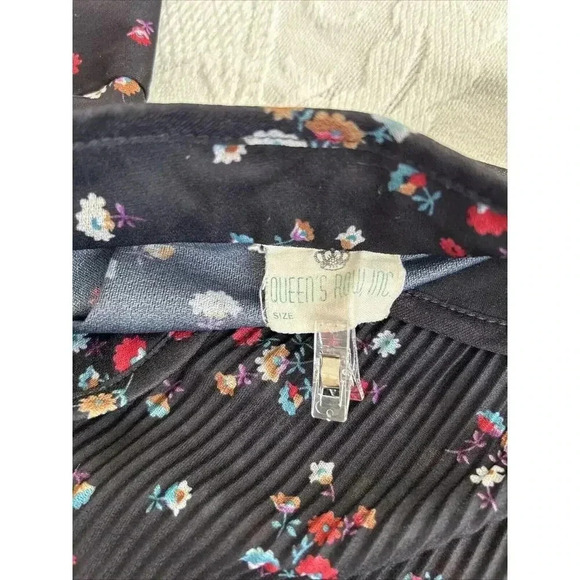 Vintage Queens Row Sheer Dress Fit Flare Punk Secretary Pleated Black Size M/L - Picture 9 of 11